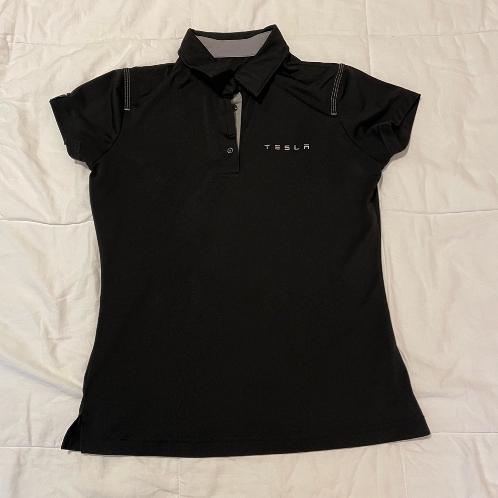 Tesla Dri-Fit Black Polo, Women’s, size small